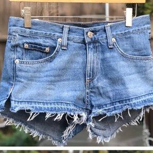 Rag & Bone distressed raw hem mid shorts